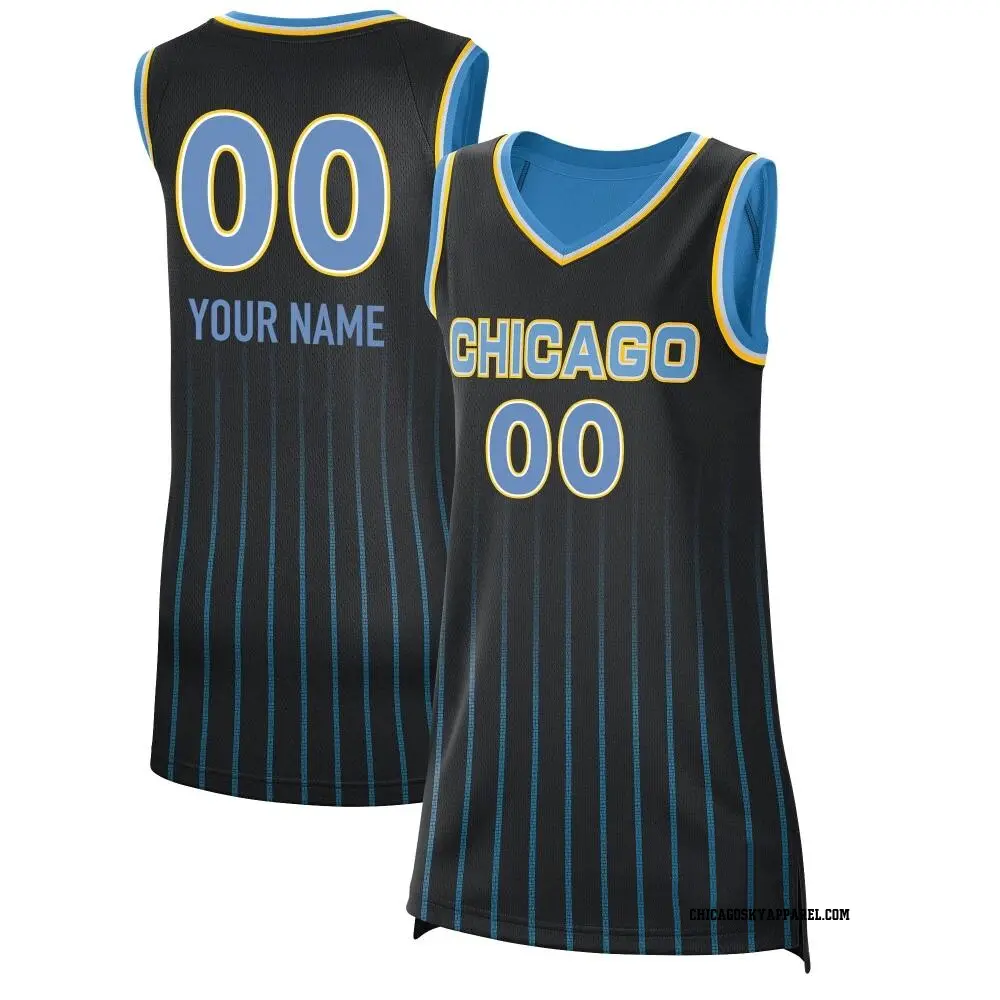 Women's Custom ＃00 Explorer Edition Victory Black Chicago Sky 2021 Jersey