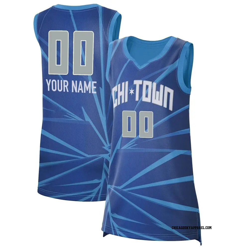 Women's Custom ＃00 Rebel Edition Victory Blue Chicago Sky 2021 Jersey